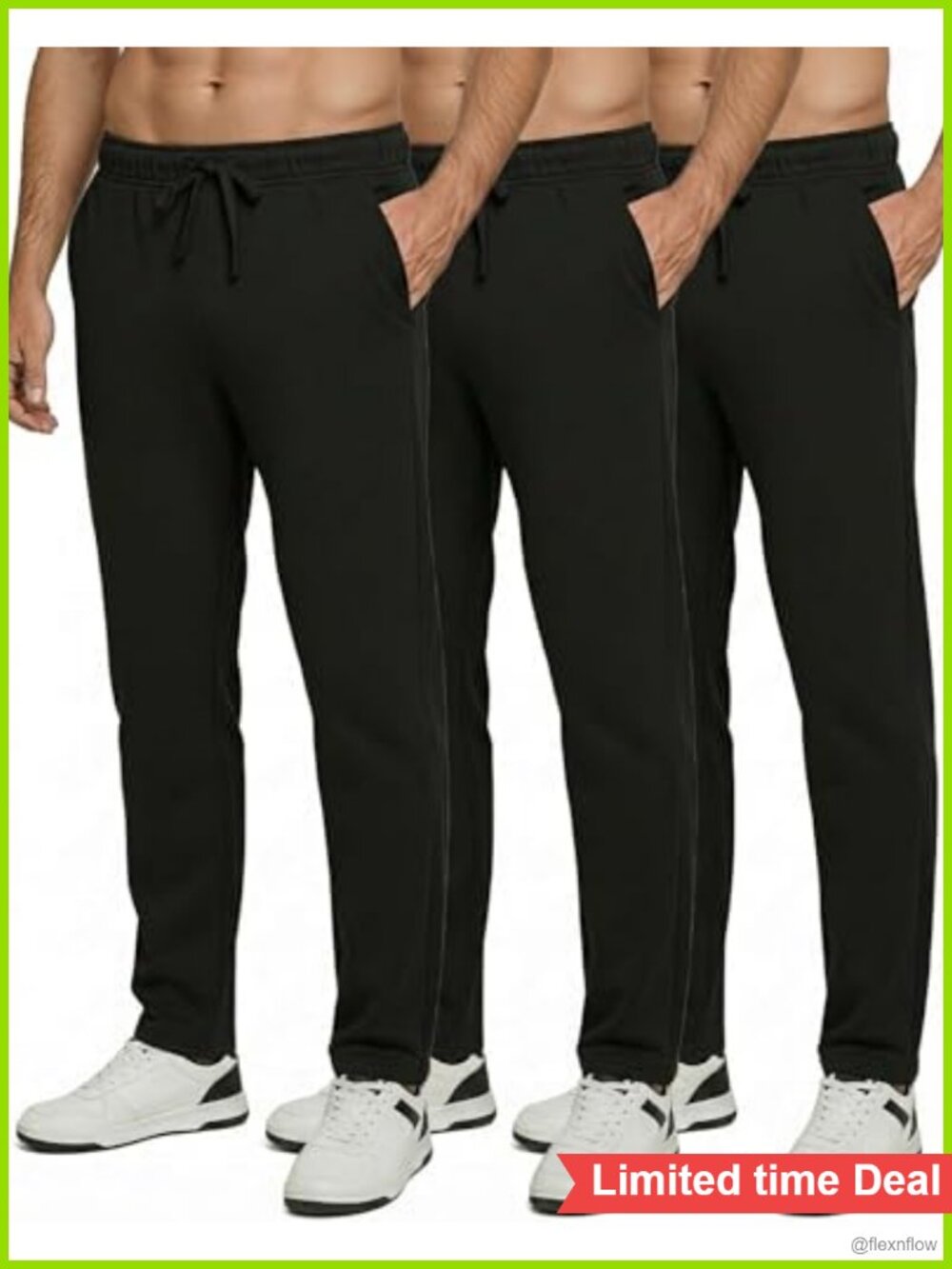 3 Pack Men's Tech Fleece Open Bottom Sweatpants with Pockets Big & Tall